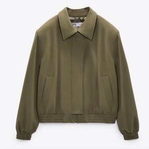 Zara Olive Green Bomber Jacket. Size Small.